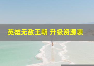 英雄无敌王朝 升级资源表